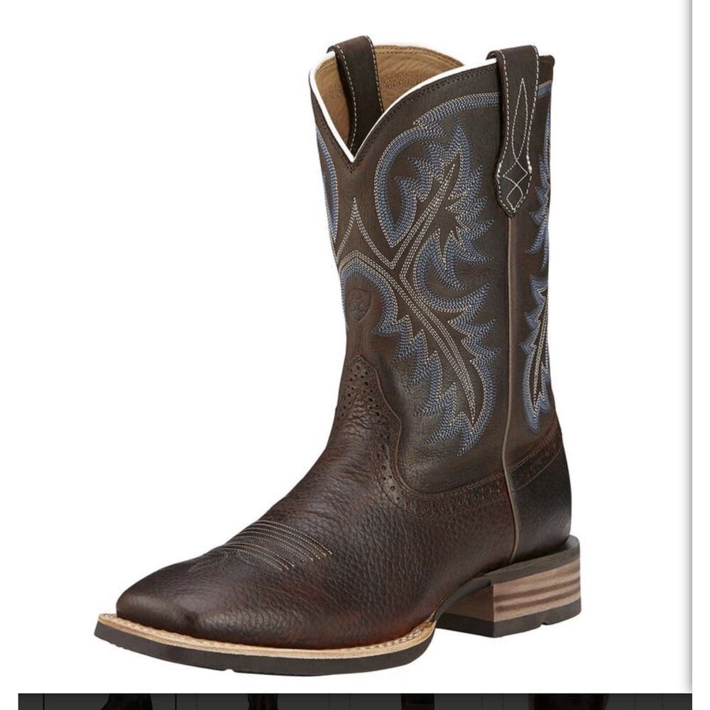 Ariat Quickdraw 10006714 Men Size 12 D Cowboy Western Boots Brown Blue Leather